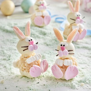 White chocolate crackle Easter bunny rabbits