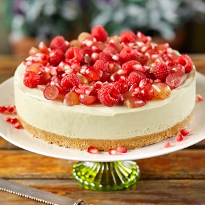 Green Tea Cheesecake with Red Fruit Recipe | myfoodbook