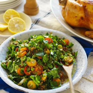 Lentil tabbouleh herb salad recipe for chicken side dish