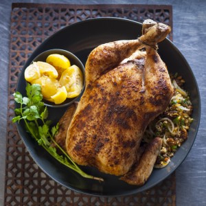 Chicken Roast Recipe with Couscous, Raisin and Pine Nut Stuffing