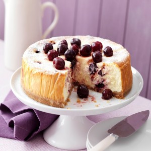 Baked Cherry Cheesecake recipe with frozen fruit