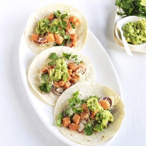 Ocean trout ceviche tacos with rough guacamole