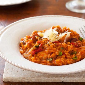 Oven baked chicken & chorizo risotto