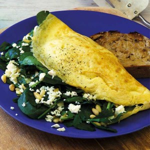 Spinach and Feta Omelette with Pine Nuts and Parsley