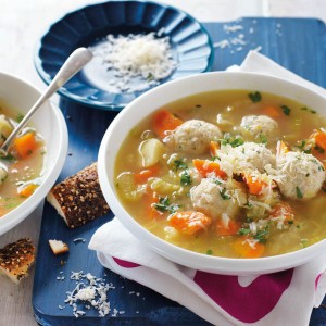 Soup with Chicken, vegetables and meatballs