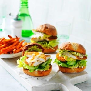 Healthier Chicken Schnitzel Burgers with Avo mash 